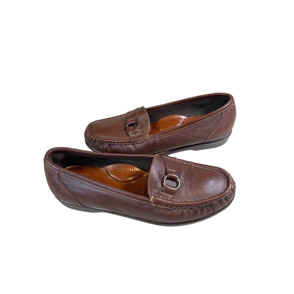 SAS Women's Brown Leather Slip On Loafers Size 8 Narrow - Picture 3 of 10